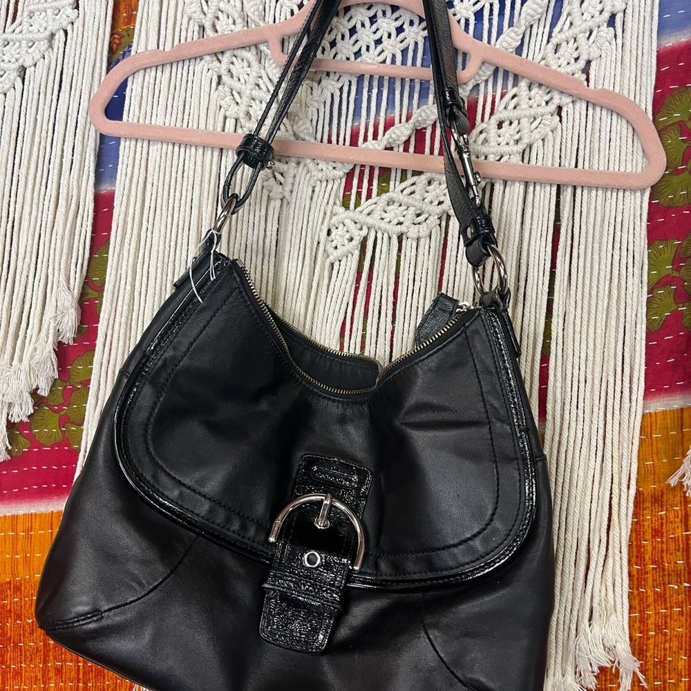 Vintage Coach SoHo Black Leather Shoulder Bag